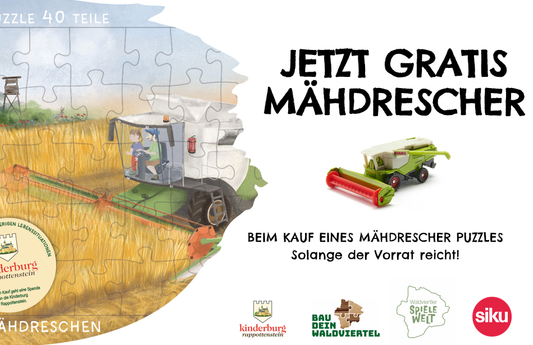Kinderpuzzle Mähdreschen + SIKU Mähdrescher Ernteaktion